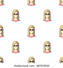 A woman with blond hair with glasses.A blind woman because of diabetes.Diabetes single icon in cartoon style vector symbol stock illustration.