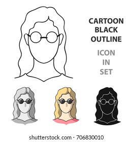 A woman with blond hair with glasses.A blind woman because of diabetes.Diabetes single icon in cartoon style vector symbol stock illustration.