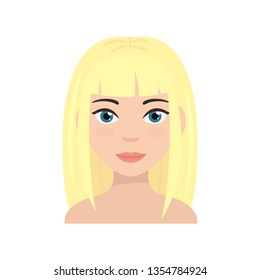 Woman with blond hair. Isolated vector illustration