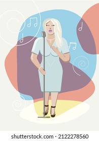Woman blond jazz singer illustration