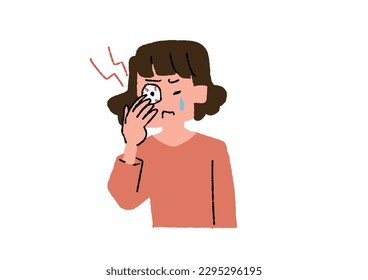Woman with bloodshot eyes Illustration about asthenopia and eye disease