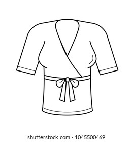 Woman blouse with belt line icon isolated on white background. Vector line icon of female clothes blouse line icon for infographic, website or app.