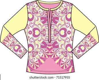 Woman blouse with print (vector).