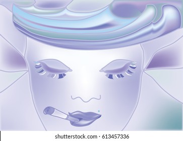 woman in blue