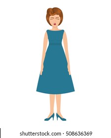woman with blue dress and collected hair