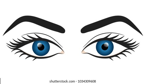Woman blue eyes hand draw stock vector illustration design