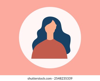 Woman with blue hair in a circle. Icon, avatar. Beauty, style, fashion. Vector illustration