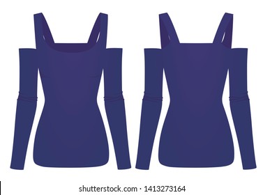 Woman blue top t shirt. vector illustration