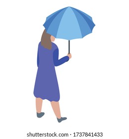 Woman with blue umbrella icon. Isometric of woman with blue umbrella vector icon for web design isolated on white background