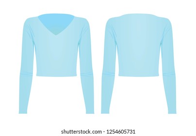 Woman blue v neck top t shirt. vector illustration