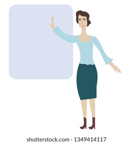Woman and board, businesswoman or teacher vector