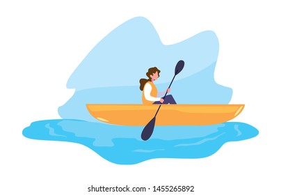 woman with boat and adventure rowing