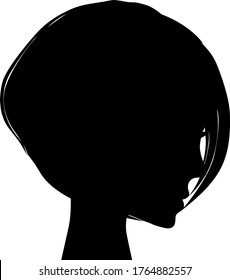 Woman with Bob hairstyle. Silhouette.  Girl in profile. Minimalistic vector for logo