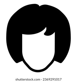 Woman, bob hairstyle solid icon, hairdresser salon concept, bob hairstyle vector sign on white background, bob hairstyle glyph style for mobile concept and web design. Vector graphics
