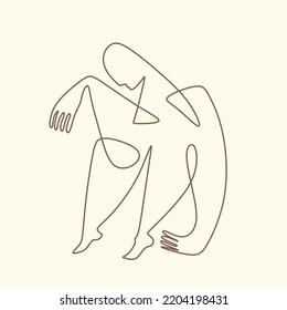 Woman Body abstraction wall art illustration design vector. creative shapes design graphics with textured geometric shapes. abstract geometric face minimalism. girl or woman silhouette cubism.