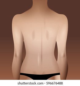 Woman body. Back view. Vector template for tattoo design
