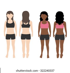 Woman Body Front And Back View Vector