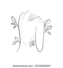 woman body with leaf line art