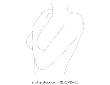 Woman Body Line Drawing Minimal Female Stock Vector (Royalty Free ...