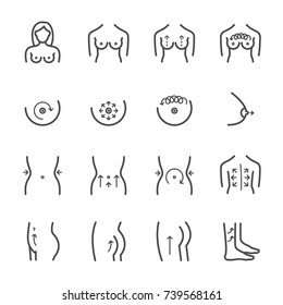 Woman Body Massage, Women Health Concept. Vector Line Icon