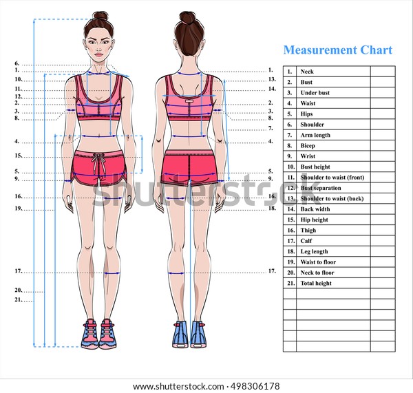 Woman Body Measurement Chart Scheme Measurement Stock Vector (Royalty ...