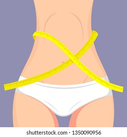 woman body with measuring tape diet concept vector illustration