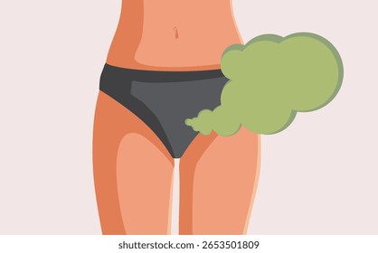 
Mulher com Odor Corporal Problema de sua Ilustração Vetorial de Área Privada. secreção genital cheirando como sintoma de uma infecção bacteriana grave
