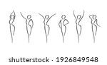 Woman body outline icons set. Various female line silhouettes, model, figure. Abstract image of girl sign for wellness center, sport, dance, beauty salon and spa. Vector isolated illustration
