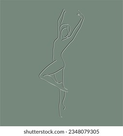 Iconos de contorno corporal de la mujer. Niñas de bailarinas vectoriales estilizadas. Imagen abstracta del cartel de chica para centro de bienestar, deporte, baile, salón de belleza y spa. Ilustración aislada del vector