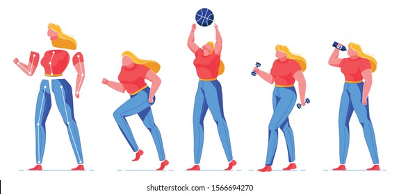 Woman with Body Positive Thinking Constructor.