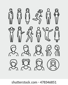 Woman Body Vector Icons 