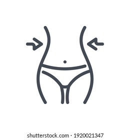 Woman Body Weight Loss Line Icon. Waist Correction Vector Outline Sign.