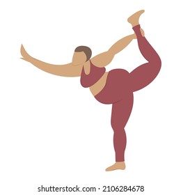 woman bodypositive and yoga. vector illustration