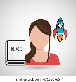woman book idea icon vector illustration design
