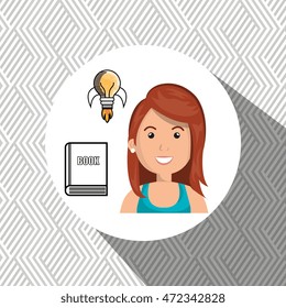 woman with book idea reading, vector illustration design