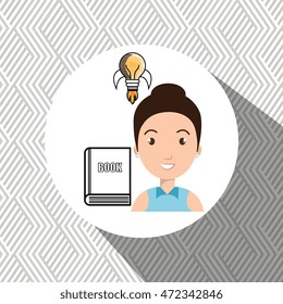 woman with book idea, reading vector illustration design