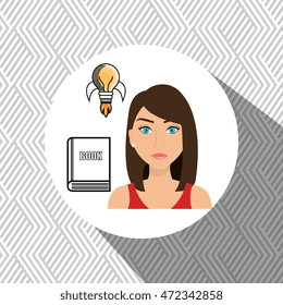 woman with book idea reading, vector illustration design