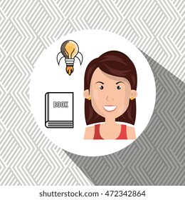 woman with book idea, reading vector illustration design