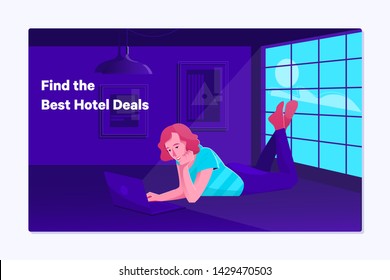 Woman Booking Hotel Reservation on Digital TabletBooking Hotel Reservation Travel Destination Concept