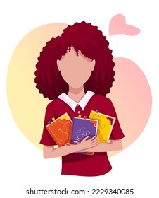 Woman with books. Book lover, Reading, Book store, Library, Education concept. Isolated vector illustration for flyer, poster, banner. 