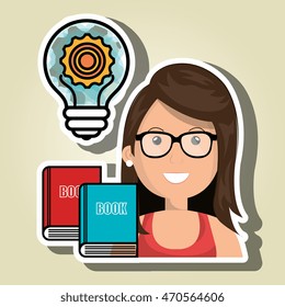 woman books idea icon vector illustration graphic