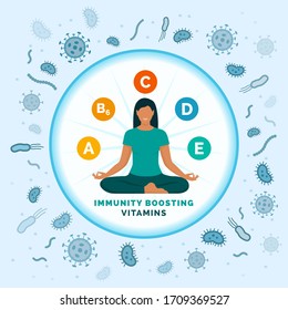 Woman boosting her immune system with vitamins and defeating viruses, healthcare and prevention concept