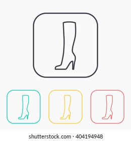 Woman boot color icon set 