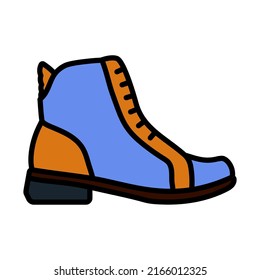 Woman Boot Icon. Editable Bold Outline With Color Fill Design. Vector Illustration.