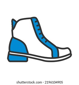 Woman Boot Icon. Editable Bold Outline With Color Fill Design. Vector Illustration.
