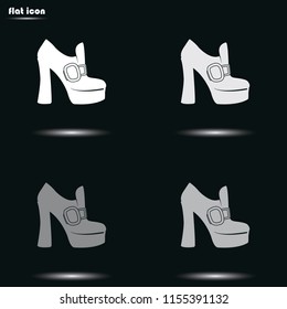 Woman boots flat grayscale vector icon.