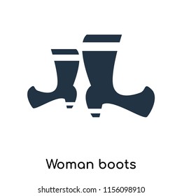 Woman boots icon vector isolated on white background, Woman boots transparent sign , symbols or elements in filled style