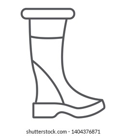 Woman boots thin line icon, footwear and fashion, shoes sign, vector graphics, a linear pattern on a white background, eps 10.