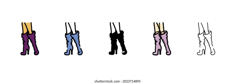 woman boots vector type icon