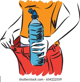 woman with bottle of water losing weight vector illustration